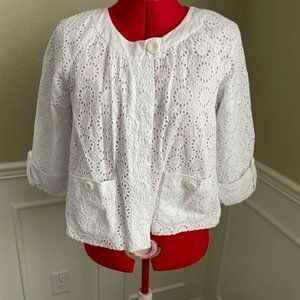 Vintage cropped Calvin Klein 3/4 sleeved eyelet jacket